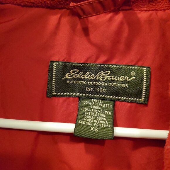 Eddie Bauer Premium Goose Down Quilted Puffer Vest - Bright Red - XS - Picture 7 of 9